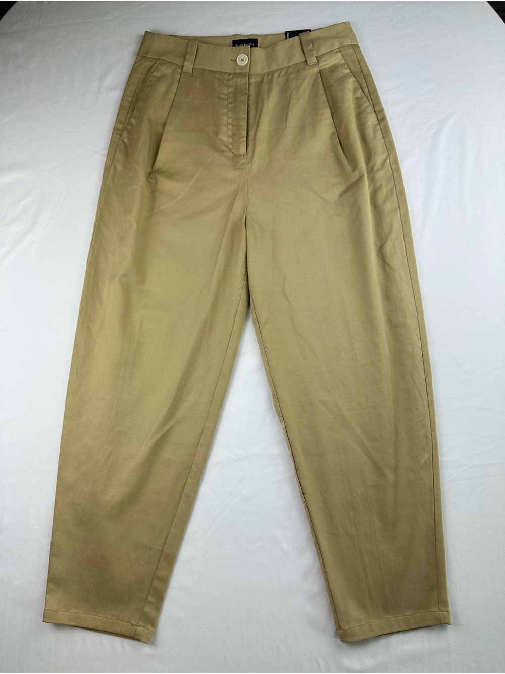 NWT Frank and Oak Amelia Balloon Fit Tapered Pants Tan Minimalist Office Crop 8
